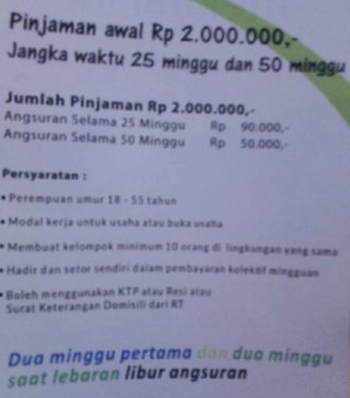 Tabel Angsuran PNM Ulamm Mingguan