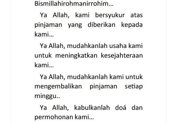 Doa Nasabah PNM Mekaar