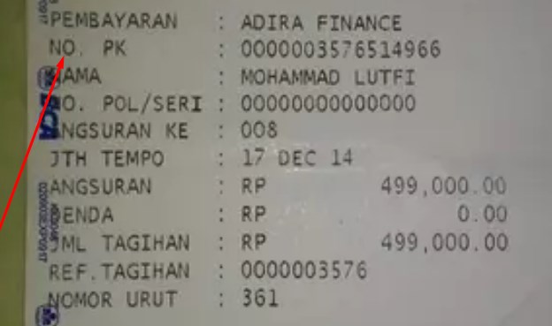 Contoh Nomor Kontrak Adira Finance