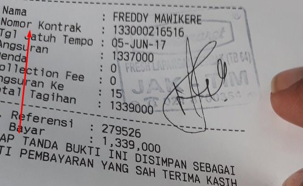 Contoh Nomor Kontrak FIF