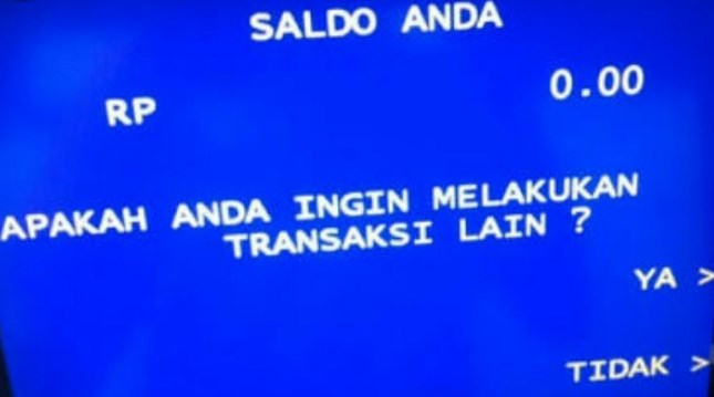 Saldo ATM BCA 0